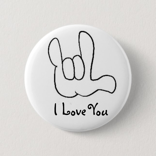 Iloveu1, I Love You - American Sign Language 6 Cm Round Badge (Front)