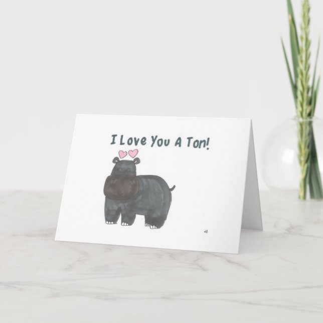 ILU Hippo I Love You Card (Front)
