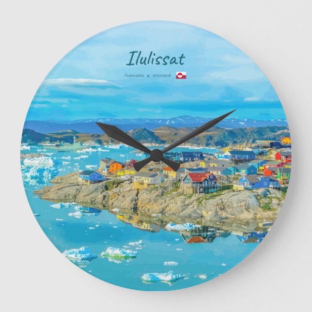 Ilulissat, Greenland - Iceberg Town Large Clock (Front)