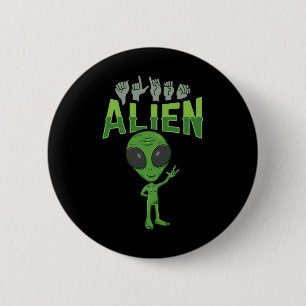 Ily Alien Asl Hand Gesture Deaf Hearing Loss Aware 6 Cm Round Badge