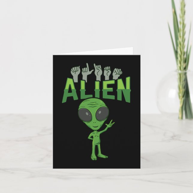 ILY Alien ASL Hand Gesture Deaf Hearing Loss Aware Card (Front)