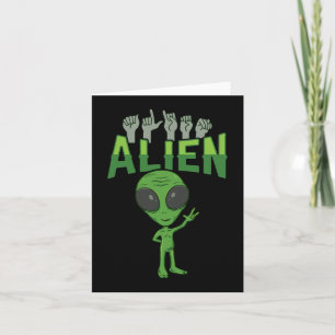 ILY Alien ASL Hand Gesture Deaf Hearing Loss Aware Card