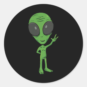 Ily Alien Asl Hand Gesture Deaf Hearing Loss Aware Classic Round Sticker