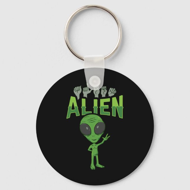 Ily Alien Asl Hand Gesture Deaf Hearing Loss Aware Key Ring (Front)
