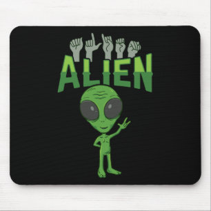 ILY Alien ASL Hand Gesture Deaf Hearing Loss Aware Mouse Mat