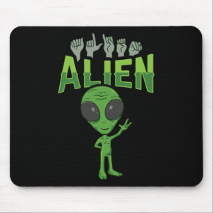ILY Alien ASL Hand Gesture Deaf Hearing Loss Aware Mouse Mat