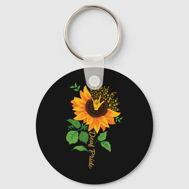 ILY ASL Hand Gesture Deaf Hearing Loss Awareness  Key Ring (Front)