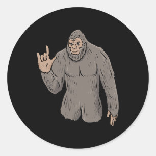 ILY BIG Foot ASL Hand Gesture Deaf Hearing Loss Aw Classic Round Sticker
