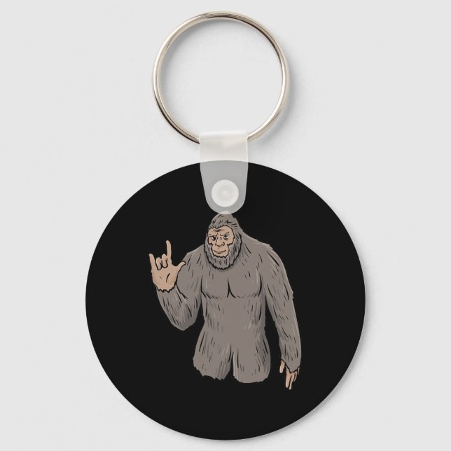 ILY BIG Foot ASL Hand Gesture Deaf Hearing Loss Aw Key Ring (Front)