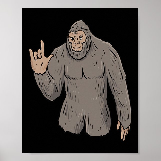 ILY BIG Foot ASL Hand Gesture Deaf Hearing Loss Aw Poster (Front)