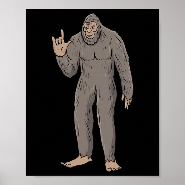ILY BIG Foot ASL Hand Gesture Deaf Hearing Loss Aw Poster (Front)