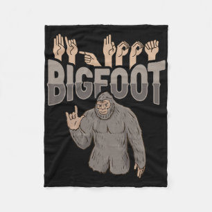 Ily Bigfoot Asl Hand Gesture Deaf Hearing Loss Awa Fleece Blanket