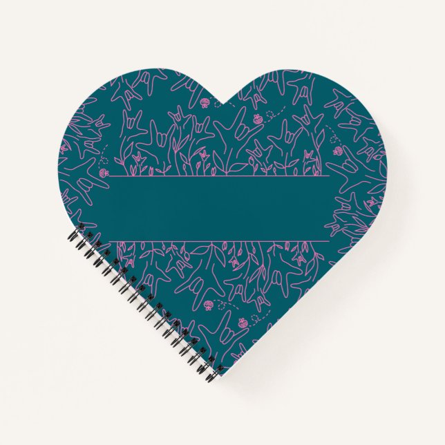 ILY Bloom - Custom Name ASL Design Notebook (Front)