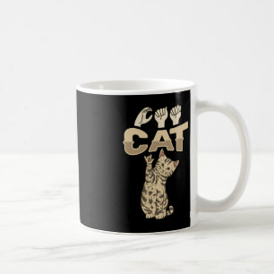 ILY Cat ASL Hand Gesture Deaf Hearing Loss Awarene Coffee Mug