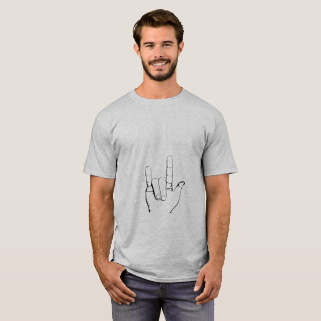 ILY handshape - black print T-Shirt (Front Full)