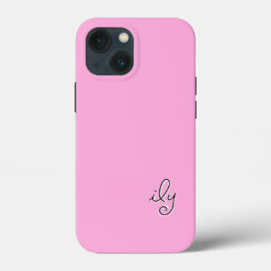 ILY - I Love You - Plain Pink - customise it - iPh iPhone 13 Mini Case