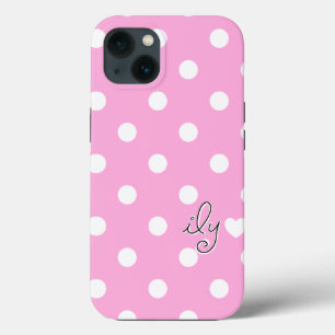 ILY - I Love You - Polka Dots & Heart - Pink - iPh iPhone 13 Case