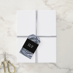 ILY Metallic Silver Rose Accent Gift Tag