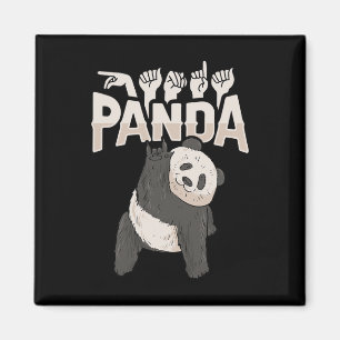 ILY Panda ASL Hand Gesture Deaf Hearing Loss Aware Magnet