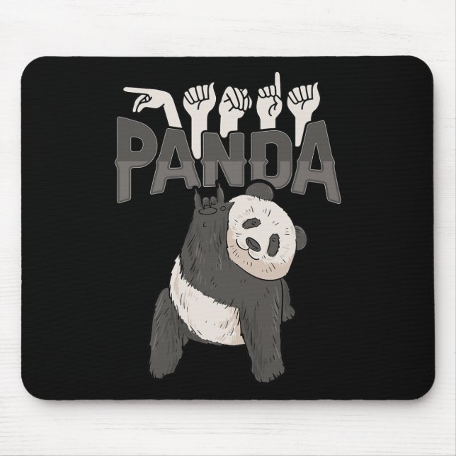 ILY Panda ASL Hand Gesture Deaf Hearing Loss Aware Mouse Mat (Front)