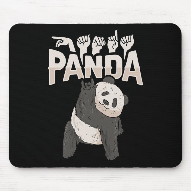 ILY Panda ASL Hand Gesture Deaf Hearing Loss Aware Mouse Mat (Front)
