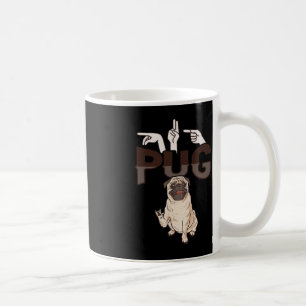 ILY Pug ASL Hand Gesture Deaf Hearing Loss Awarene Coffee Mug