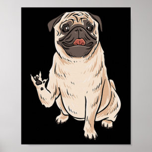 ILY PUG DOG ASL Hand Gesture Deaf Hearing Loss Awa Poster