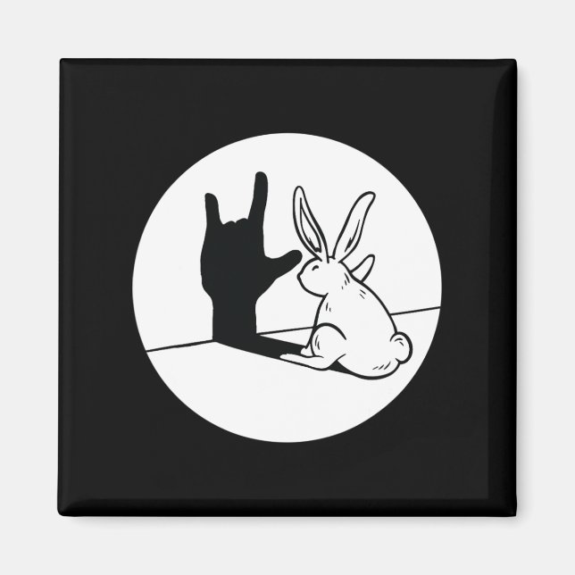 ILY Rabbit ASL Hand Gesture Deaf Hearing Loss Awar Magnet (Front)