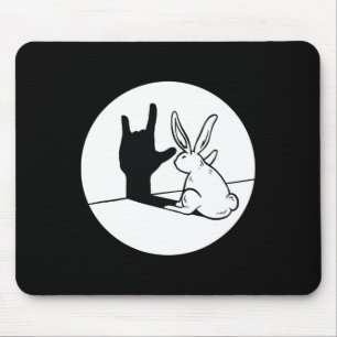 ILY Rabbit ASL Hand Gesture Deaf Hearing Loss Awar Mouse Mat