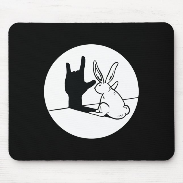 ILY Rabbit ASL Hand Gesture Deaf Hearing Loss Awar Mouse Mat (Front)