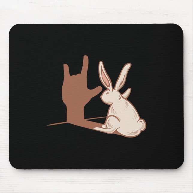 Ily Rabbit Asl Hand Gesture Deaf Hearing Loss Awar Mouse Mat (Front)