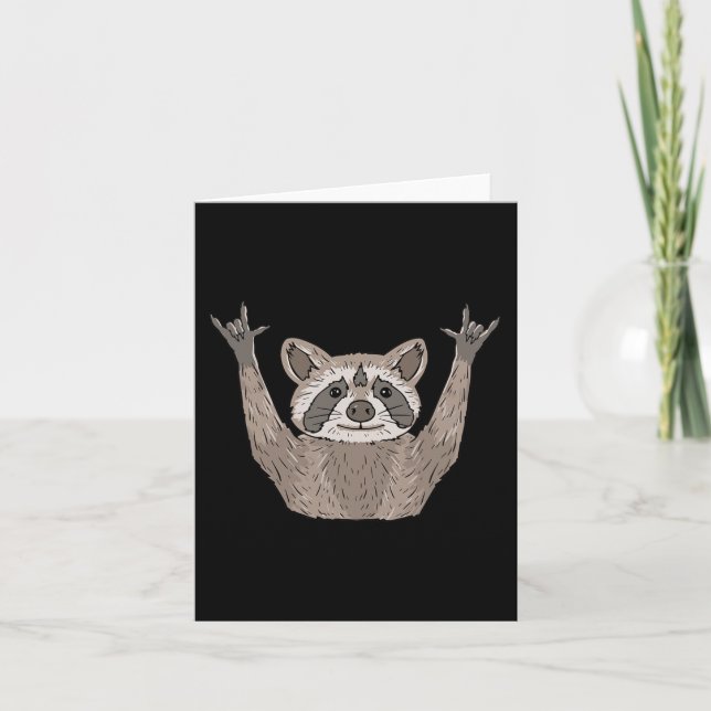 ILY Racoon ASL Hand Gesture Deaf Hearing Loss Awa Card (Front)