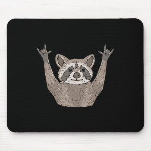 ILY Racoon ASL Hand Gesture Deaf Hearing Loss Awa Mouse Mat