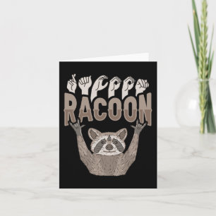 ILY Racoon ASL Hand Gesture Deaf Hearing Loss Awar Card