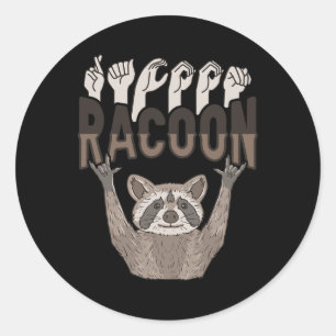 Ily Racoon Asl Hand Gesture Deaf Hearing Loss Awar Classic Round Sticker