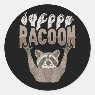 Ily Racoon Asl Hand Gesture Deaf Hearing Loss Awar Classic Round Sticker
