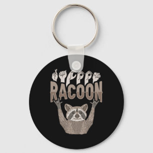 ILY Racoon ASL Hand Gesture Deaf Hearing Loss Awar Key Ring