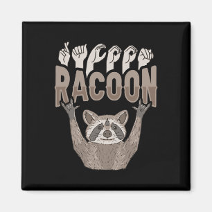 ILY Racoon ASL Hand Gesture Deaf Hearing Loss Awar Magnet