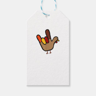 ILY Sign Language Hand Turkey Thanksgiving Holiday Gift Tags