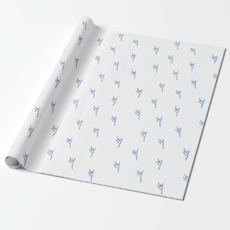 ILY Sketchy Hands Blue - Hanukkah Wrapping Paper