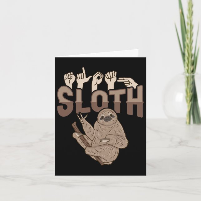 Ily Sloth Asl Hand Gesture Deaf Hearing Loss Aware Card (Front)