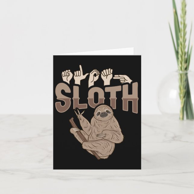 Ily Sloth Asl Hand Gesture Deaf Hearing Loss Aware Card (Front)