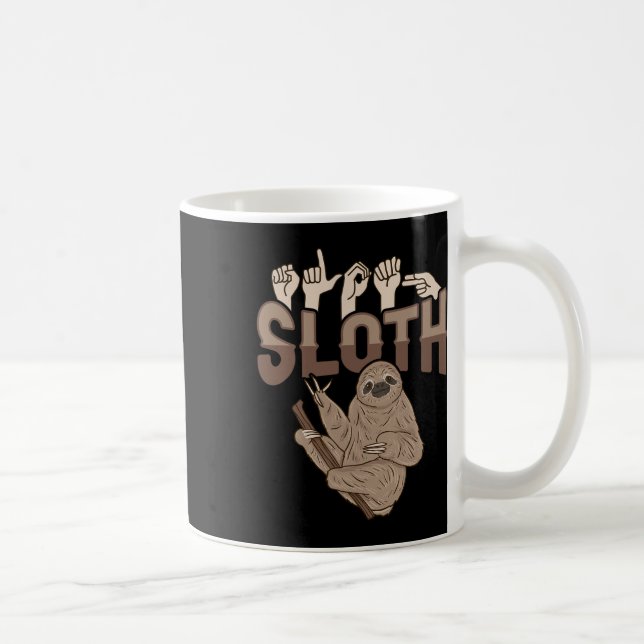 Ily Sloth Asl Hand Gesture Deaf Hearing Loss Aware Coffee Mug (Right)