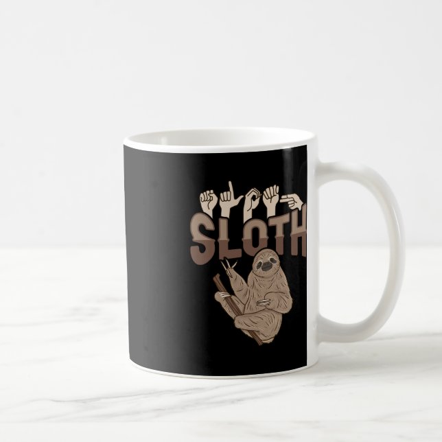 ILY Sloth ASL Hand Gesture Deaf Hearing Loss Aware Coffee Mug (Right)