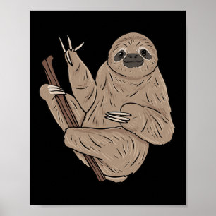 ILY Sloth ASL Hand Gesture Deaf Hearing Loss Aware Poster