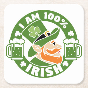 I'm 100% Irish Square Paper Coaster