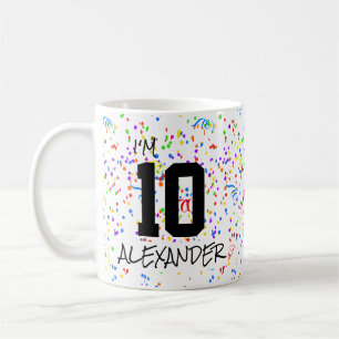 I'm 10 Add Name and Photo Confetti Birthday Coffee Coffee Mug