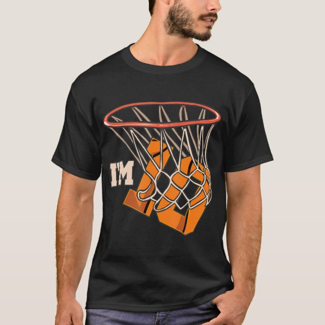 I'M 10 Basketball Theme Birthday Party Celebration T-Shirt (Front)