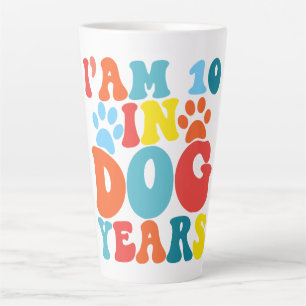 I'm 10 In Dog Years 70th Birthday Groovy Dog Lover Latte Mug
