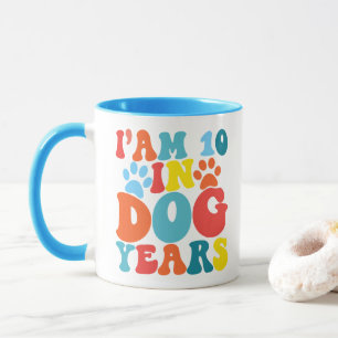 I'm 10 In Dog Years 70th Birthday Groovy Dog Lover Mug